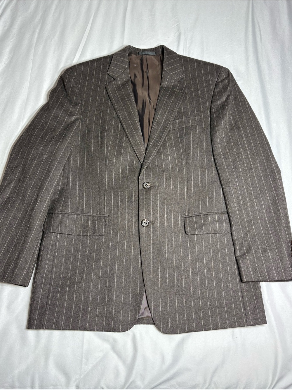 Lauren Ralph Lauren Brown Pinstripe Two-Button Suit Jacket 100% Wool